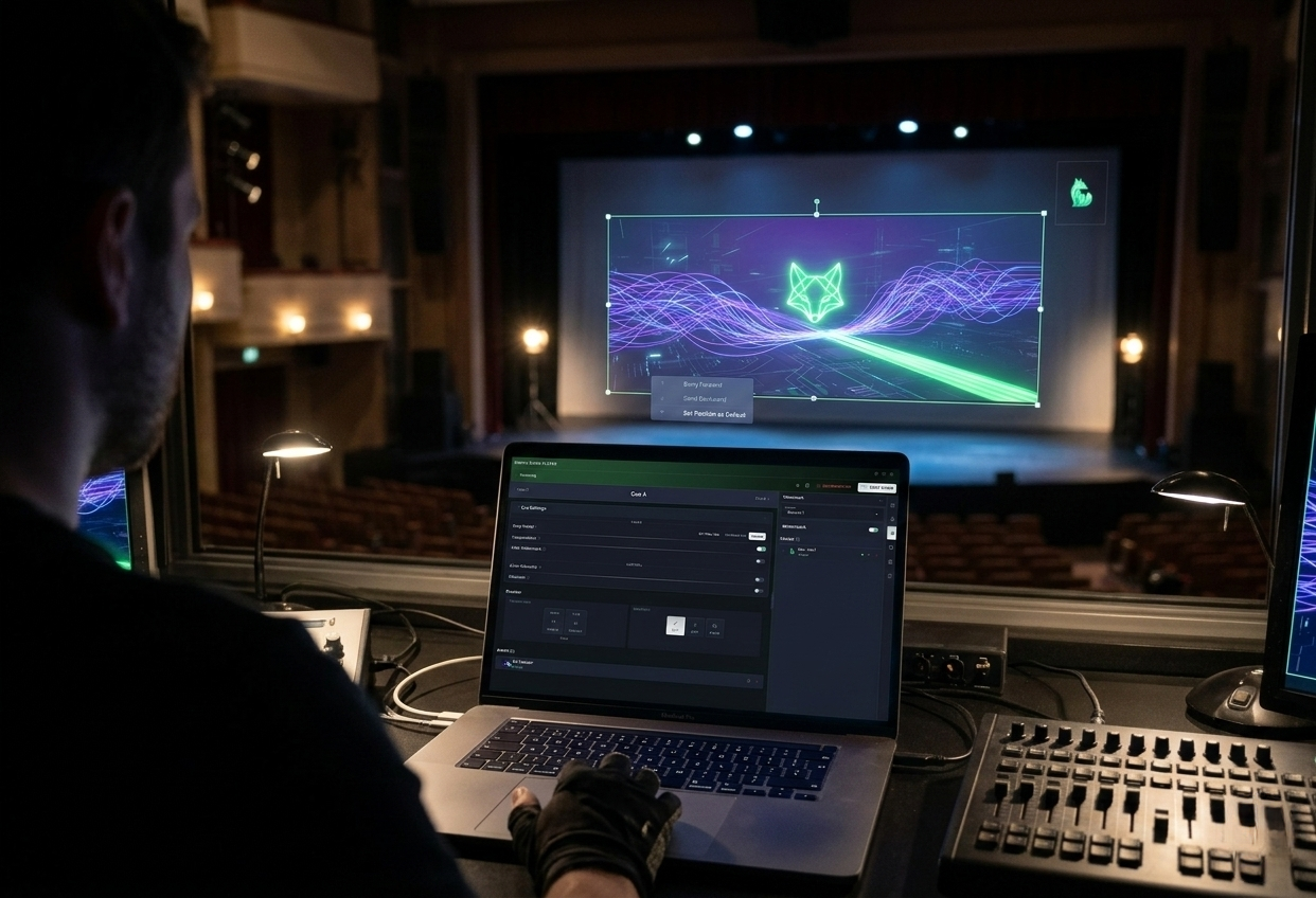 Simpli Show fährt einen Cue vom Regieplatz eines Theaters aus