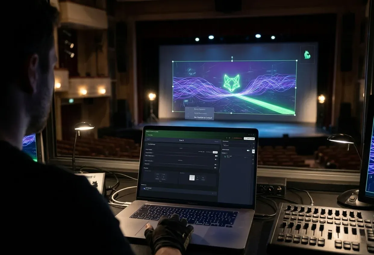 Simpli Show running a cue from the control position of a theatre